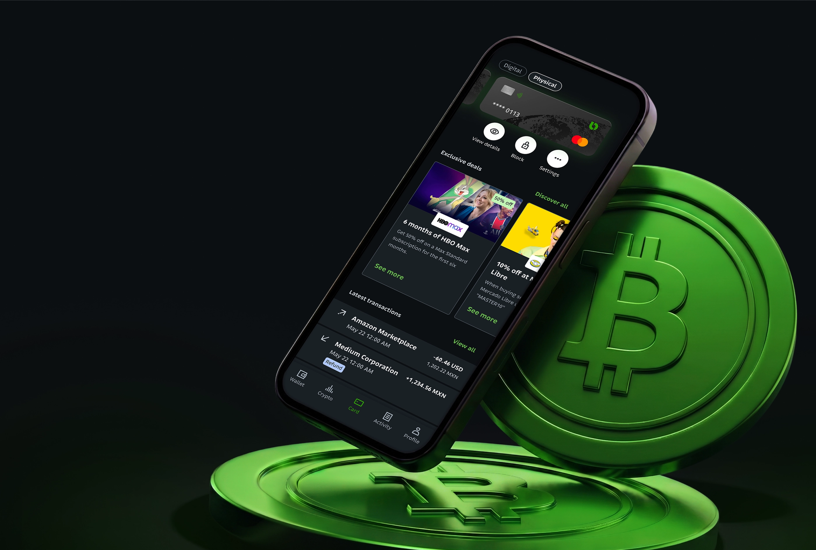 Bitso Card Benefits — product overview screens