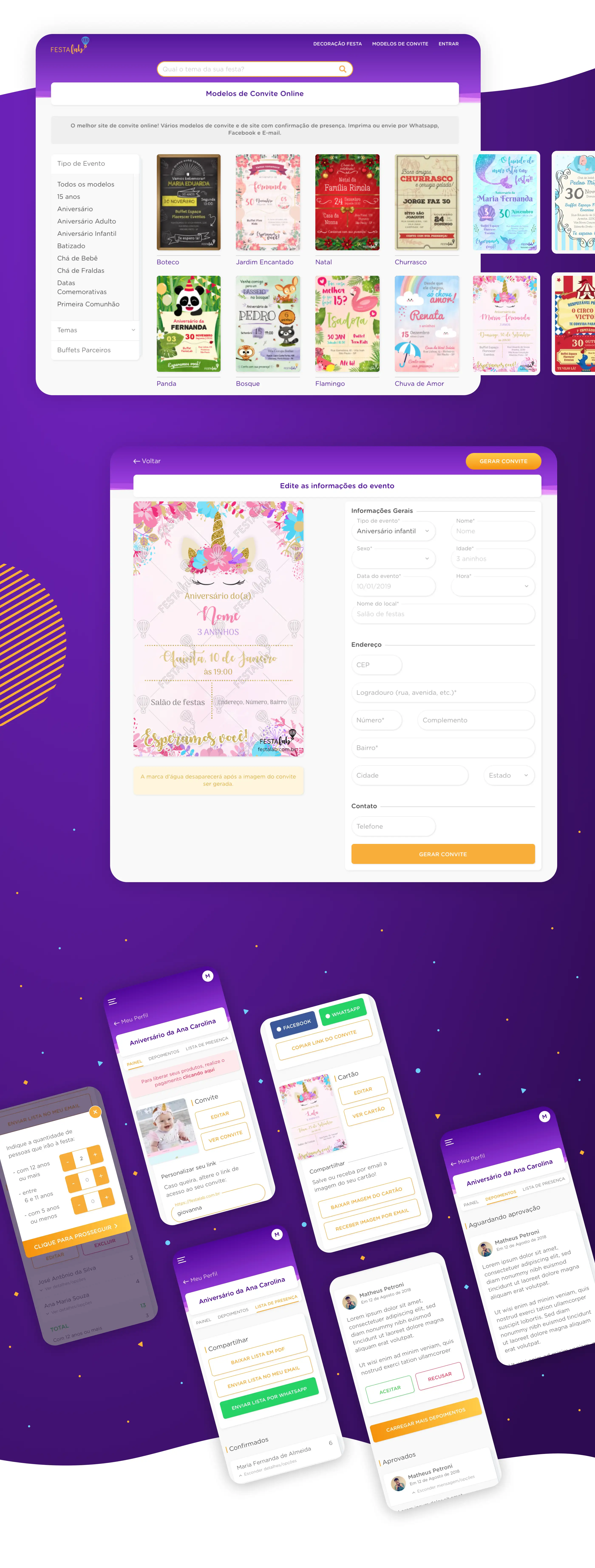 FestaLAB — invitation catalog and creation experience
